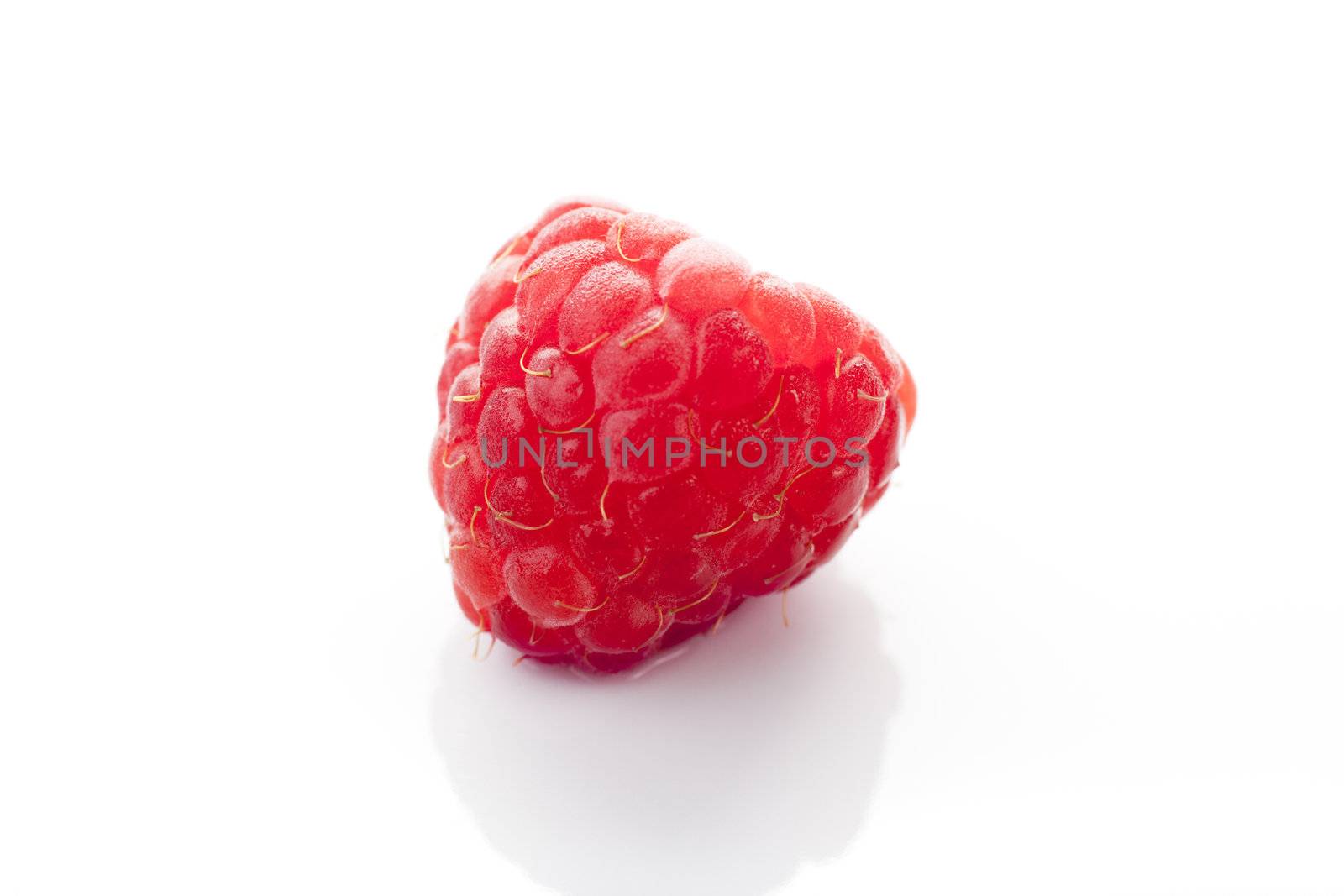 Closeup of raspberry isolated on white.