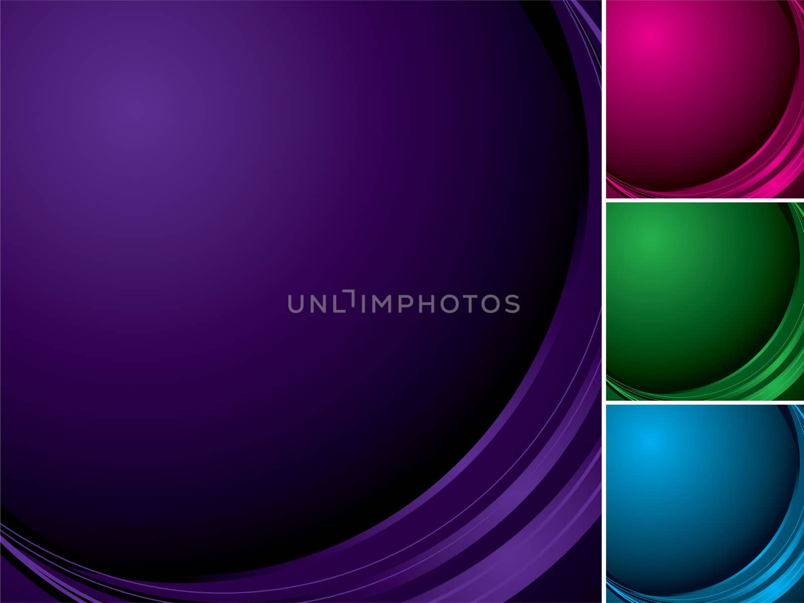 flowing abstract background in four different colors with copy space