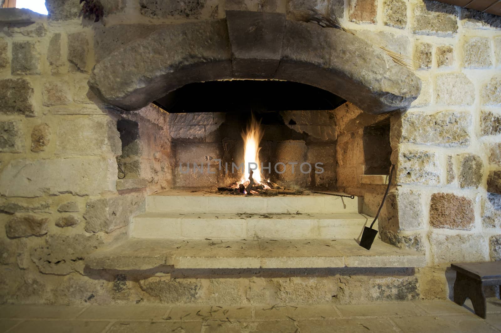 flame in fireplace