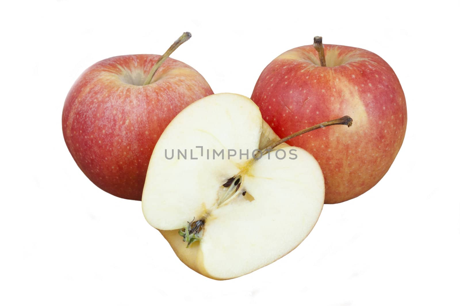 Fres ripe apples over white background