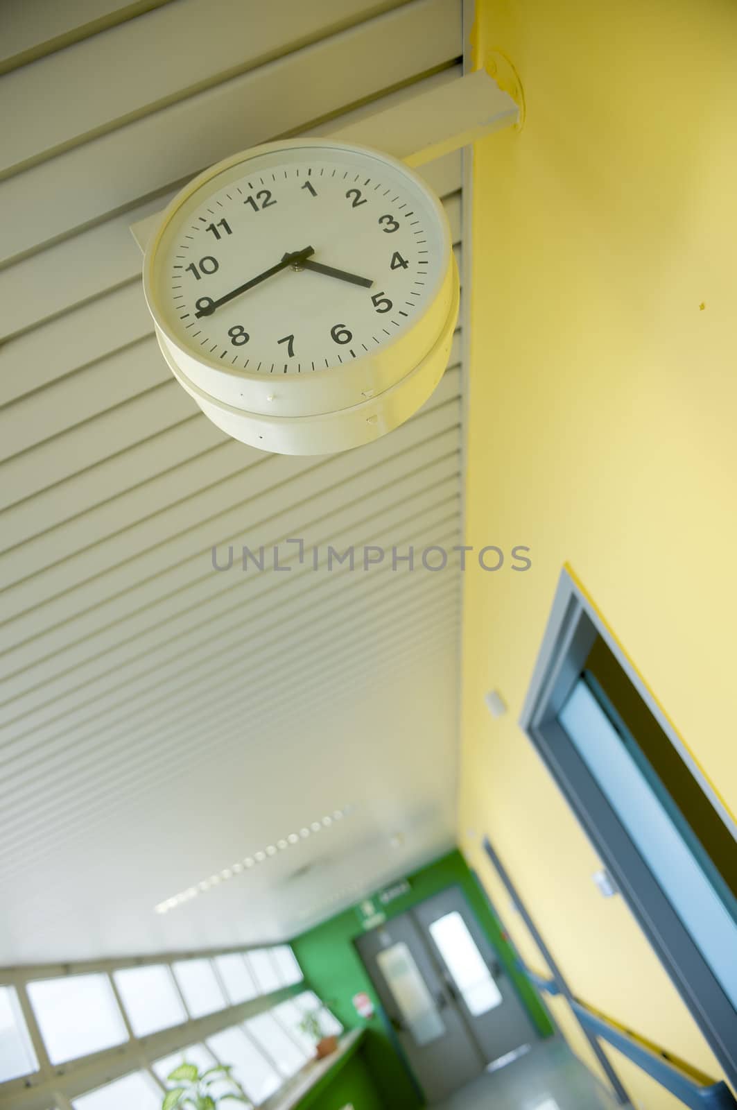hospital corridor with watch, focus on foreground