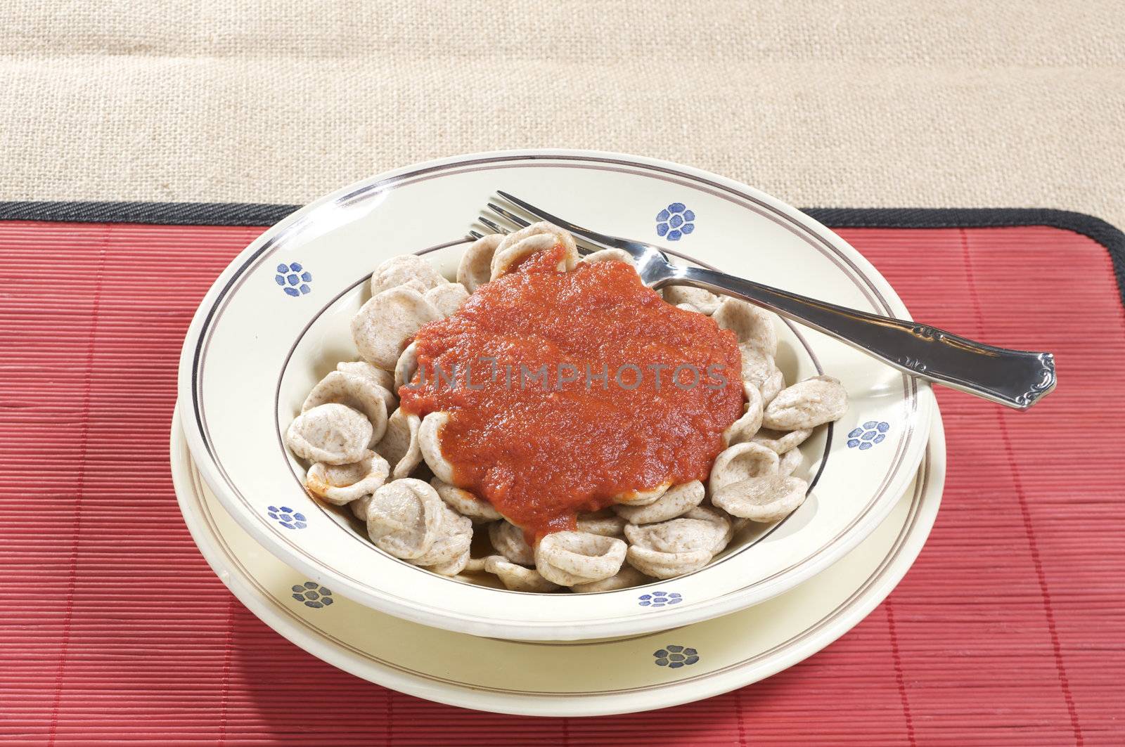"orecchiette" pasta with tomato sauce