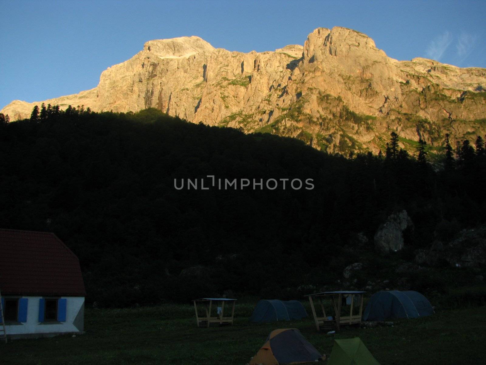 Mountains, rocks; a relief; a landscape; a hill; a panorama; caucasus; top; a slope