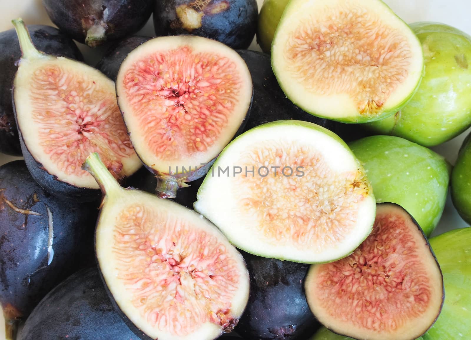 Ripe fresh black and green figs 