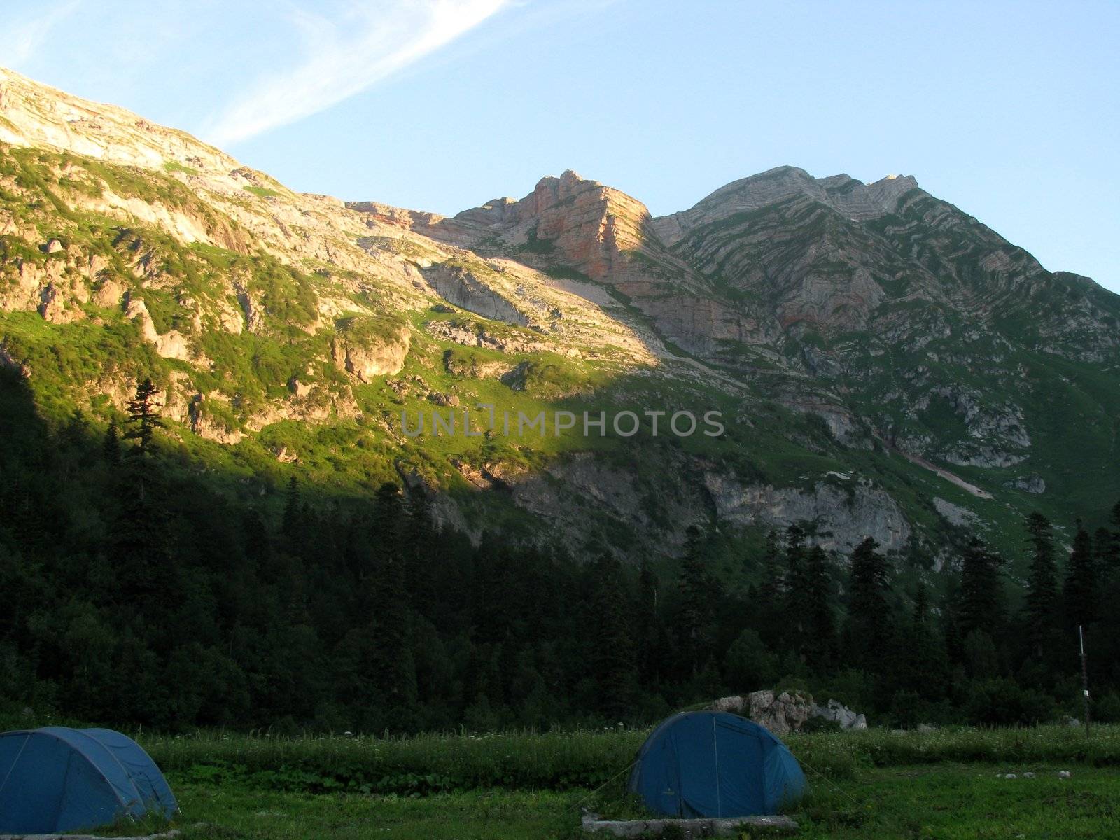 Mountains, rocks; a relief; a landscape; a hill; a panorama; caucasus; top; a slope