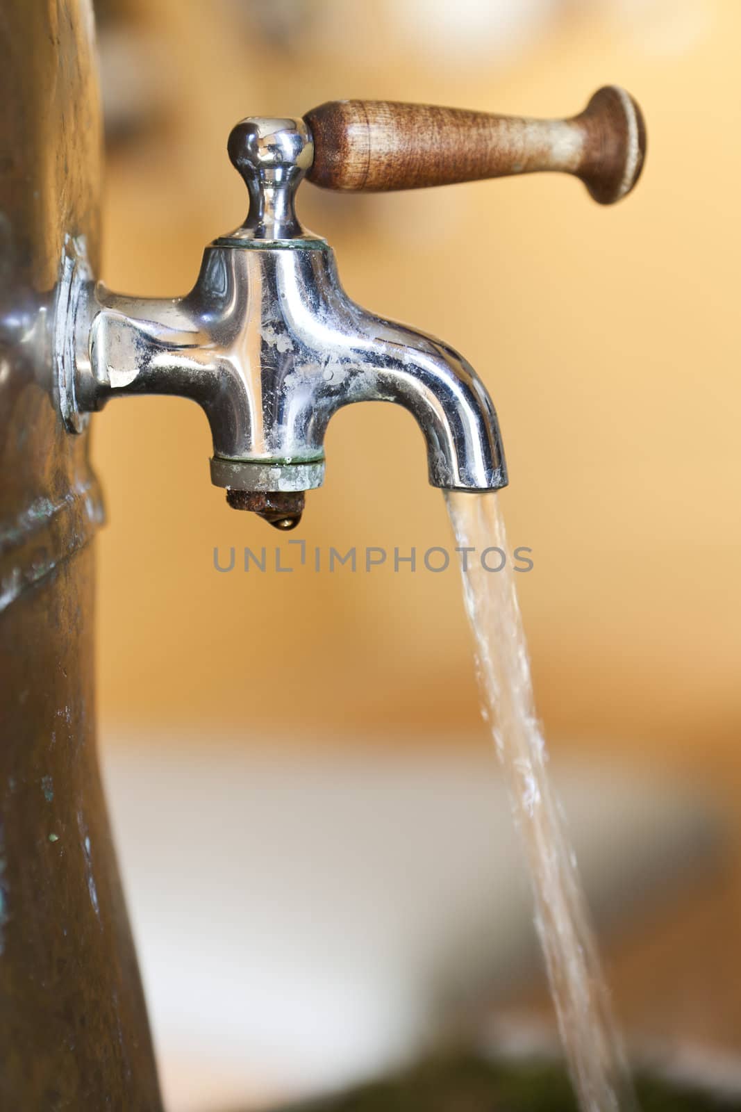 Close up of a vintage faucet