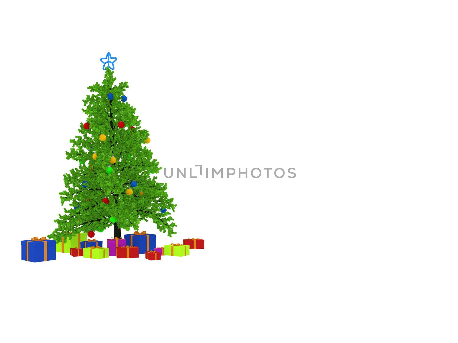 christmas tree 3d isolated on a white background by dacasdo