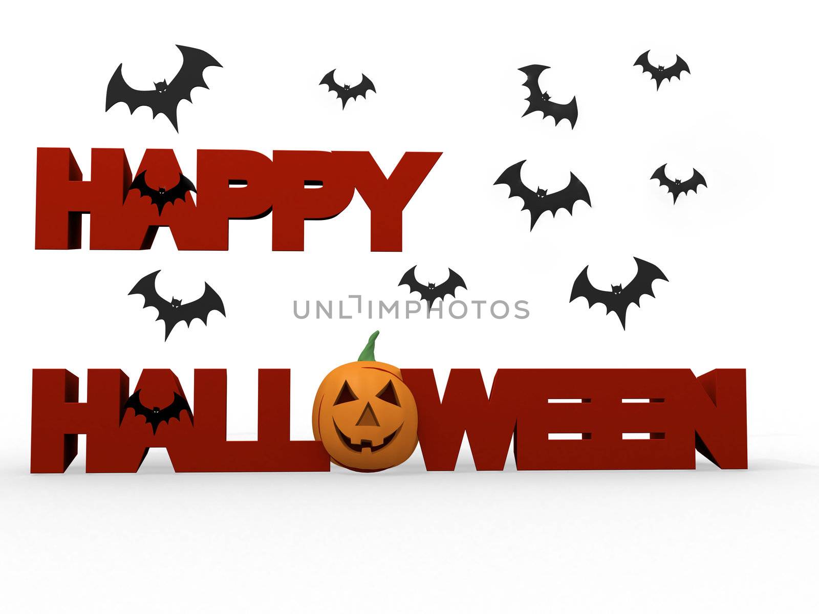 Happy halloween lettering with graphic of fiery pumpkin by dacasdo