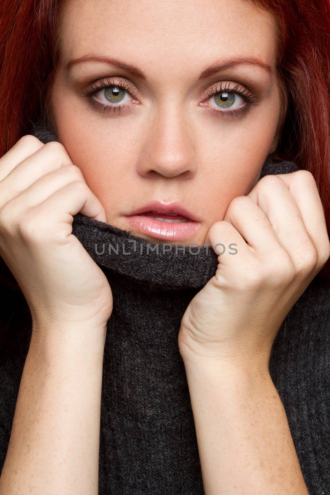 Beautiful woman wearing turtleneck sweater