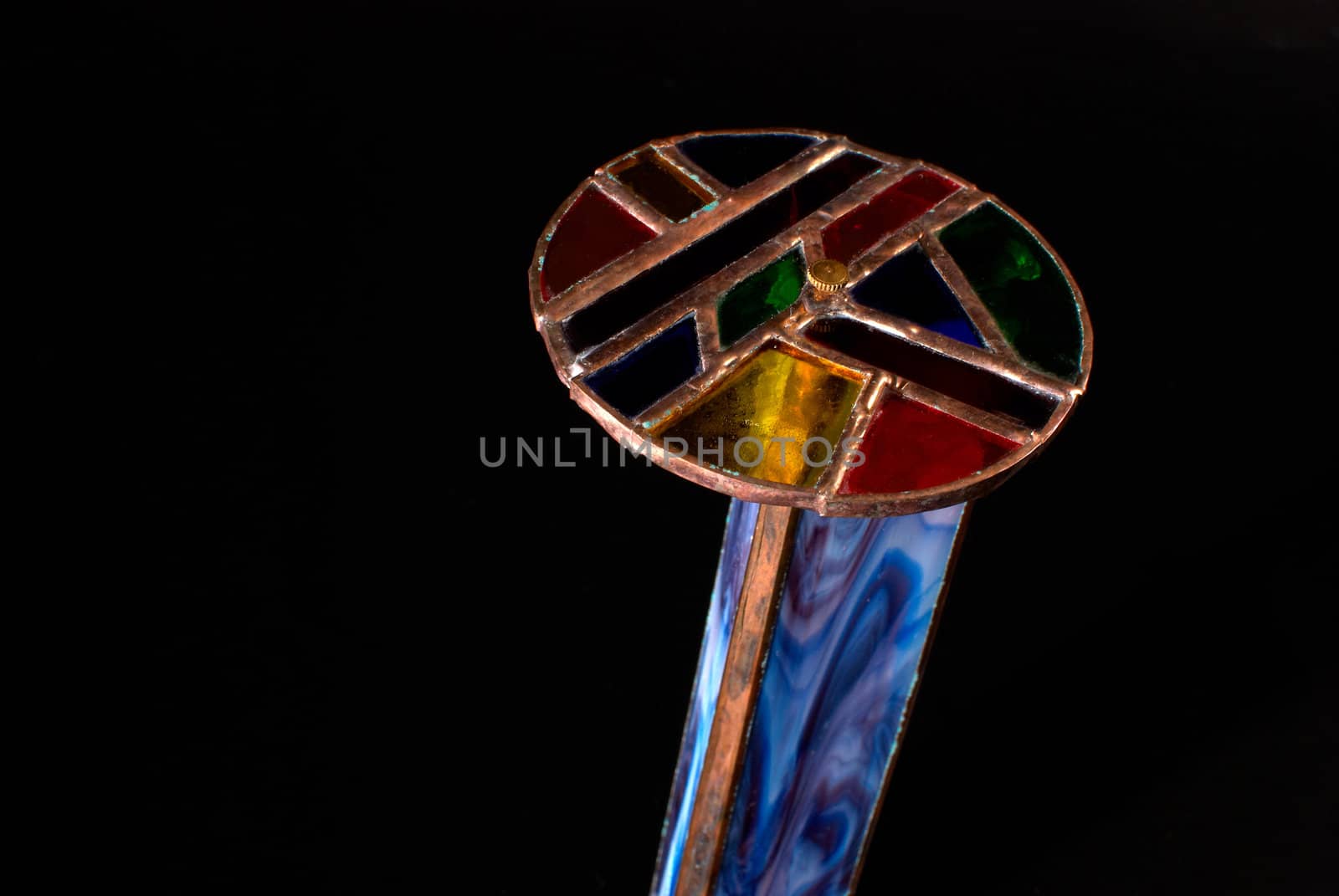 Handcrafted crystal kaleidoscope isolated on black 