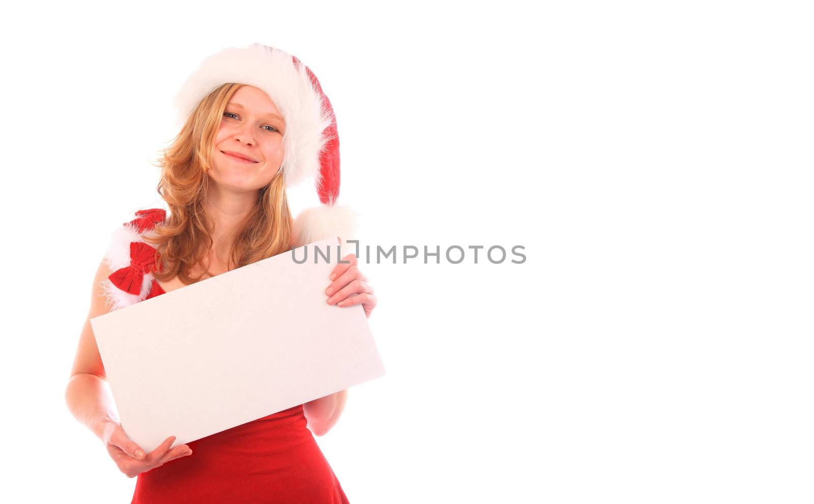 Miss Santa is Holding an ad - White Space on the Right by PixBox