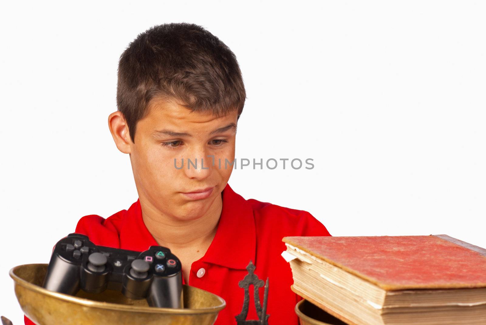 Teenager not very pleased at having to study