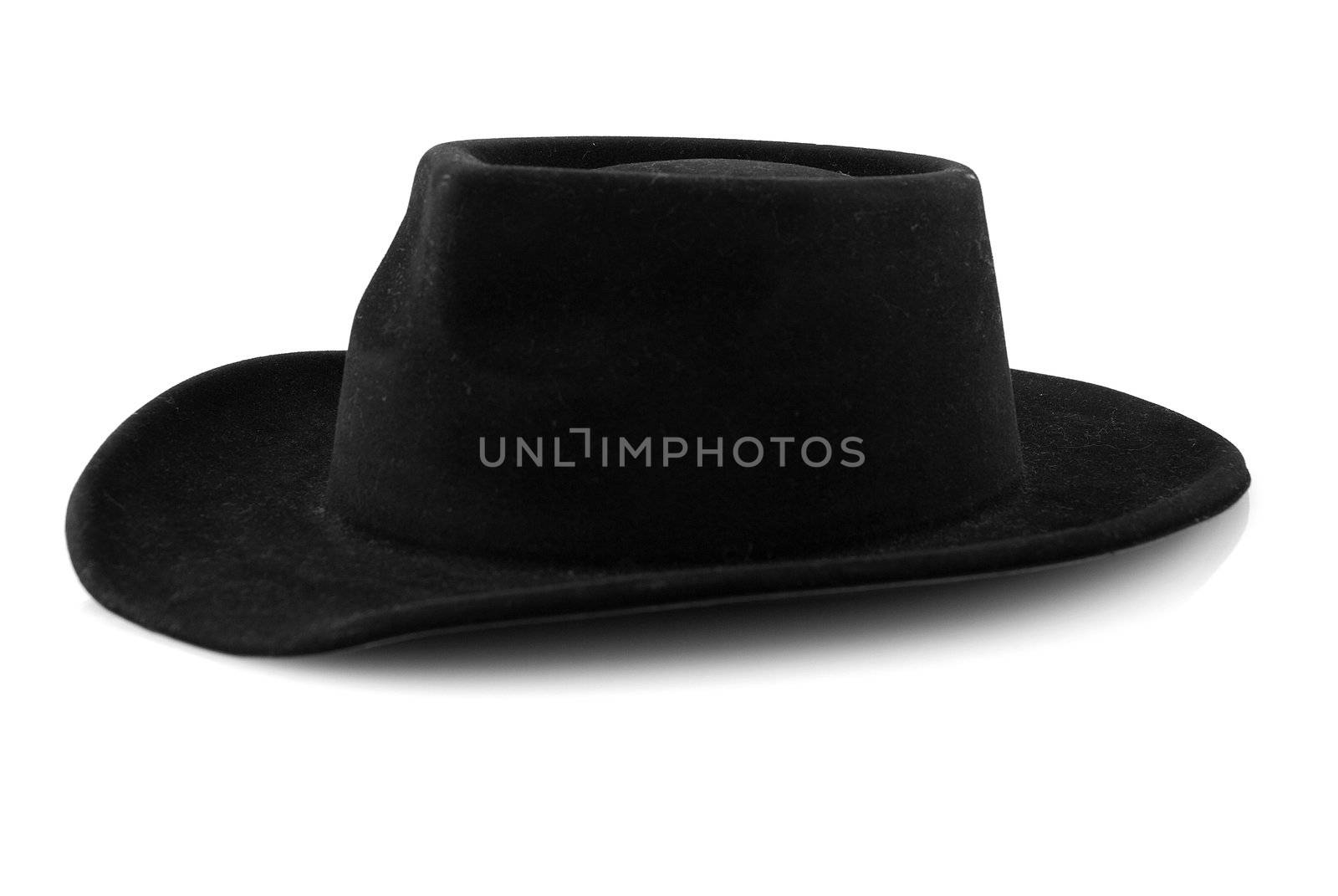 Western cowboy black felt hat isolated on white background.