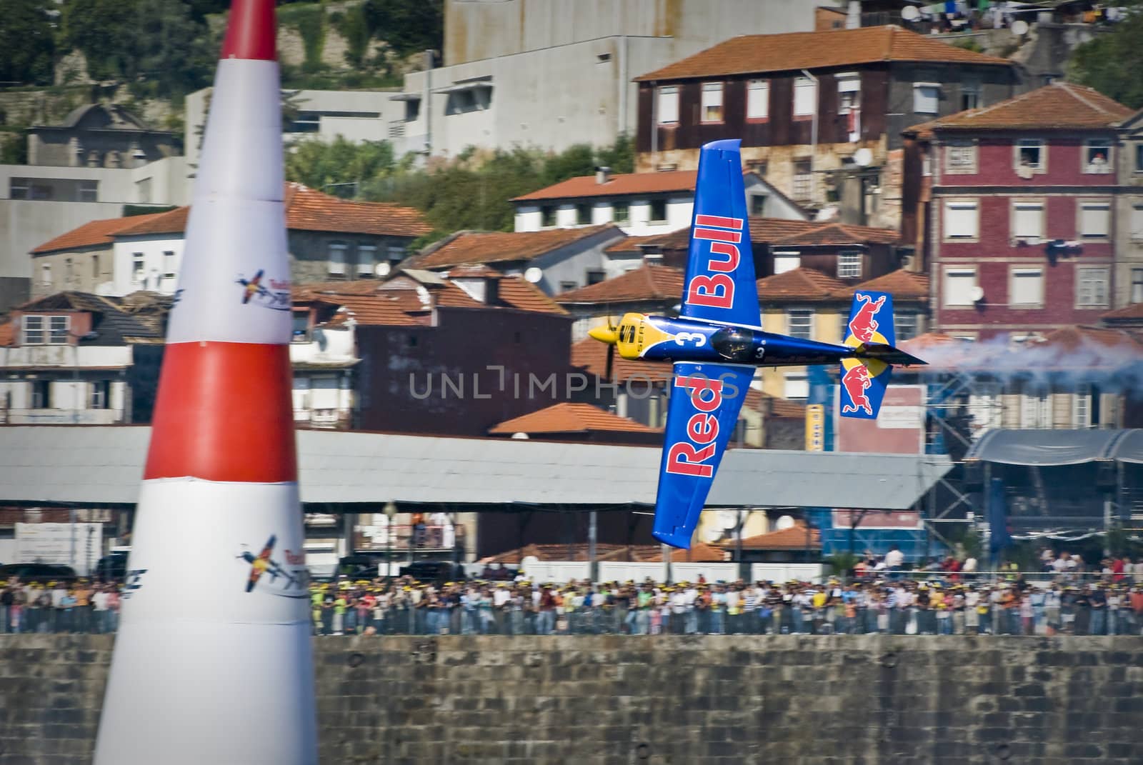 PORTO - SEPTEMBER 7: Paul Bonhomme from UK participates in the event Red Bull Air Race in September 1, 2008 in Porto, Portugal.