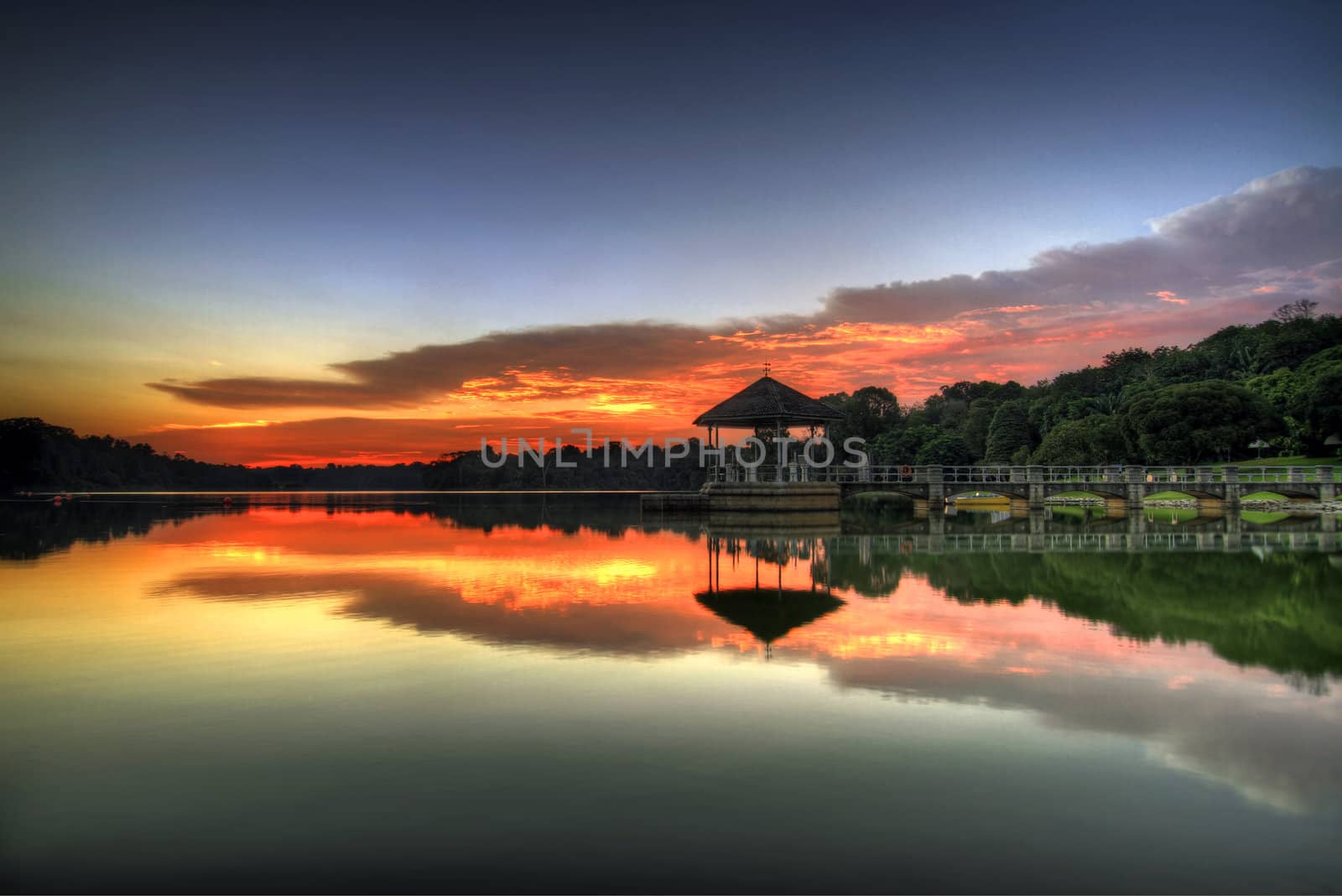 Sunset at the Lower Peirce Reservoir Lake in Singapore 2