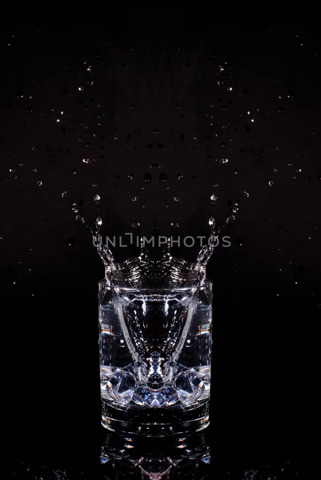 Splashing water in a glass