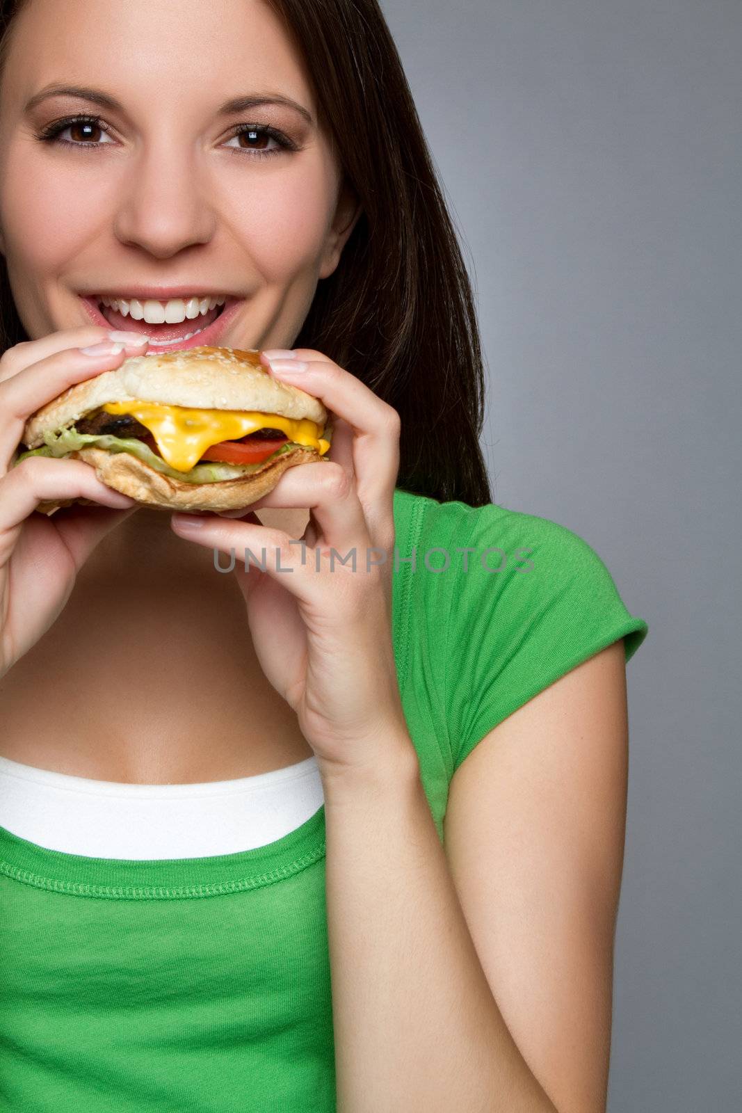 Woman Eating Hamburger by keeweeboy