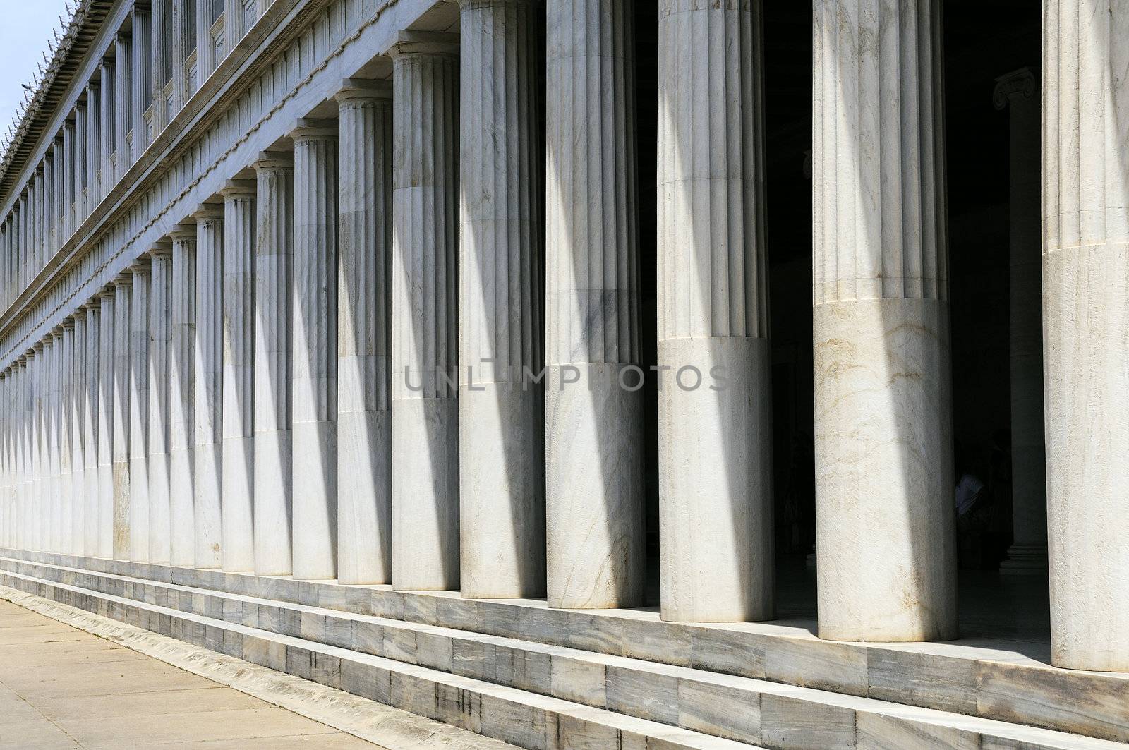 Interior of the hall at Ancient Agora in Athens, Greece. 