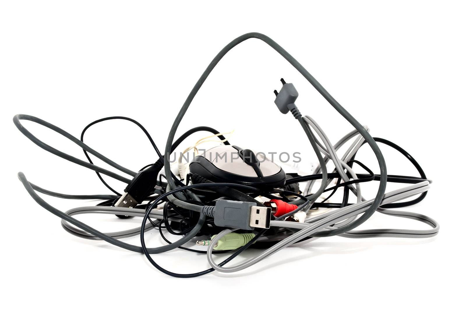 Heap of twisted wires and a mouse by Diversphoto