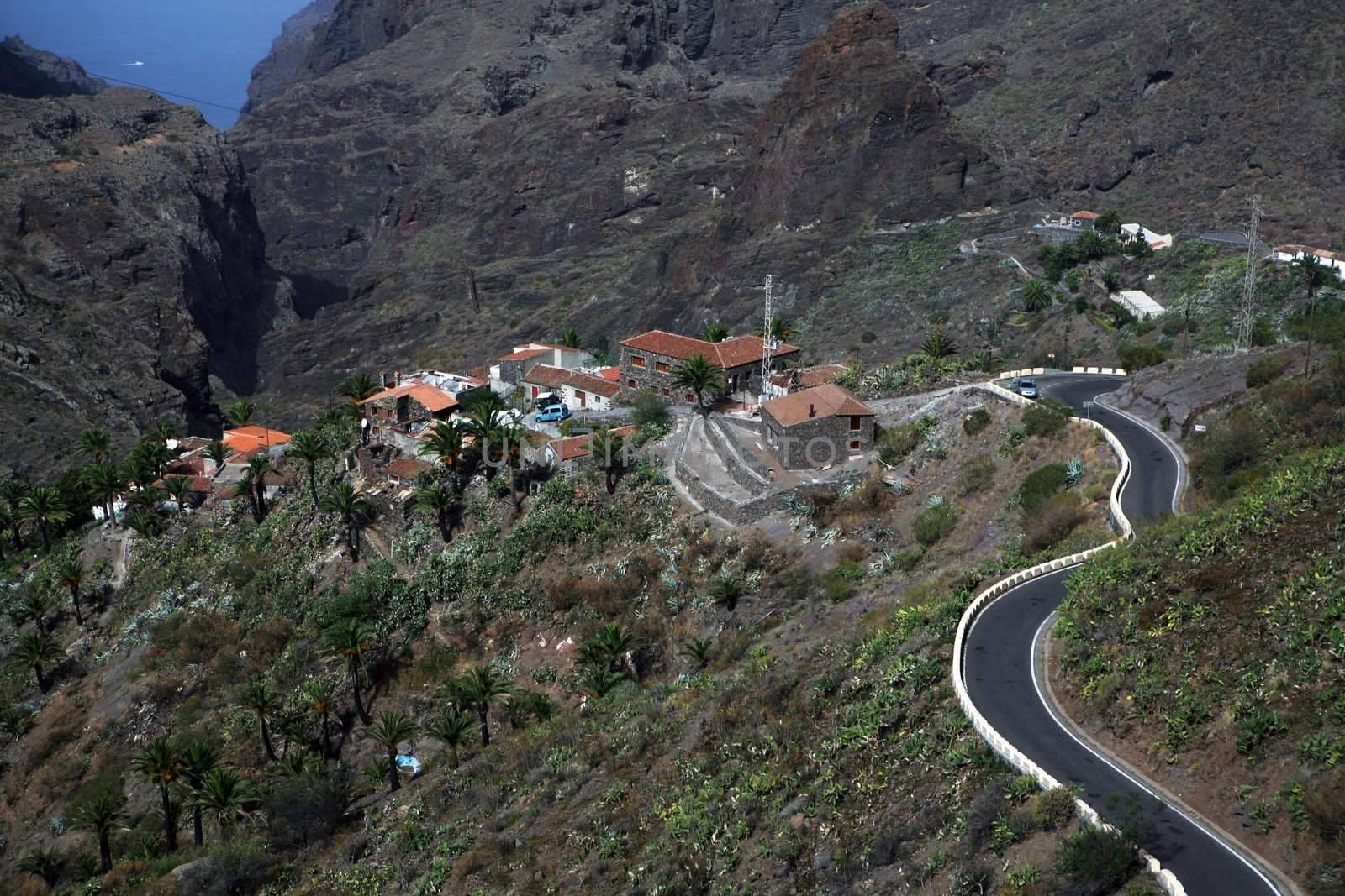 Road through the hills on  the Canary Islands