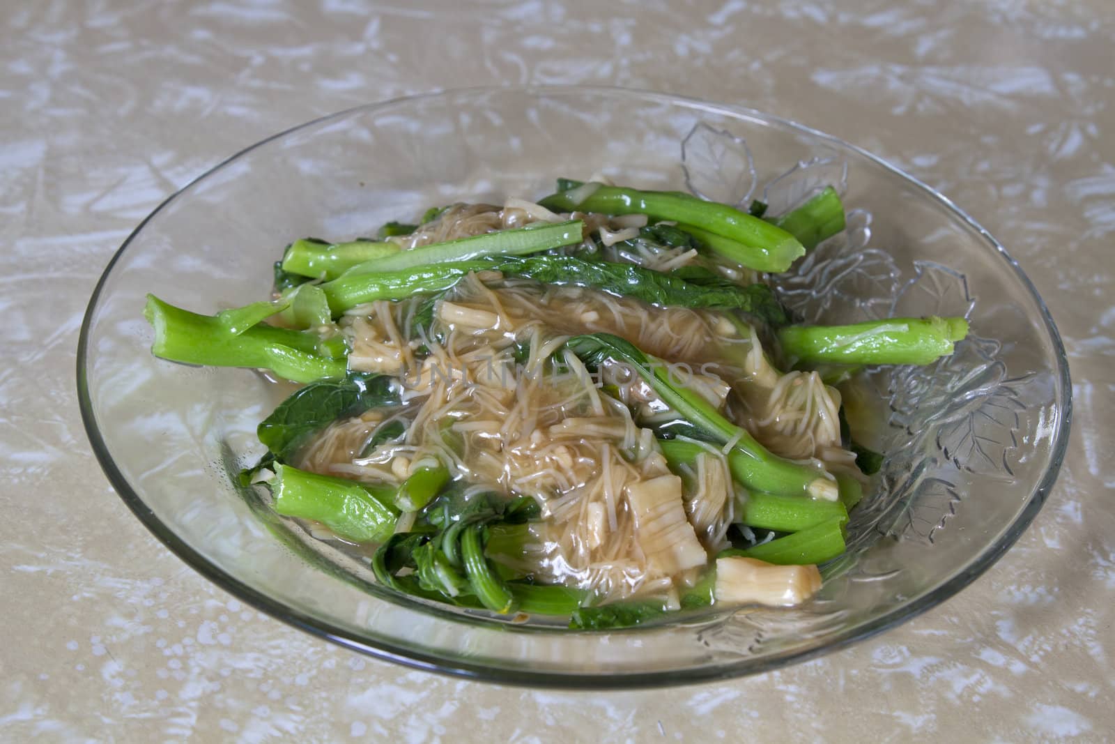 Chinese Green Vegetable with Dried Scallops Sauce 2