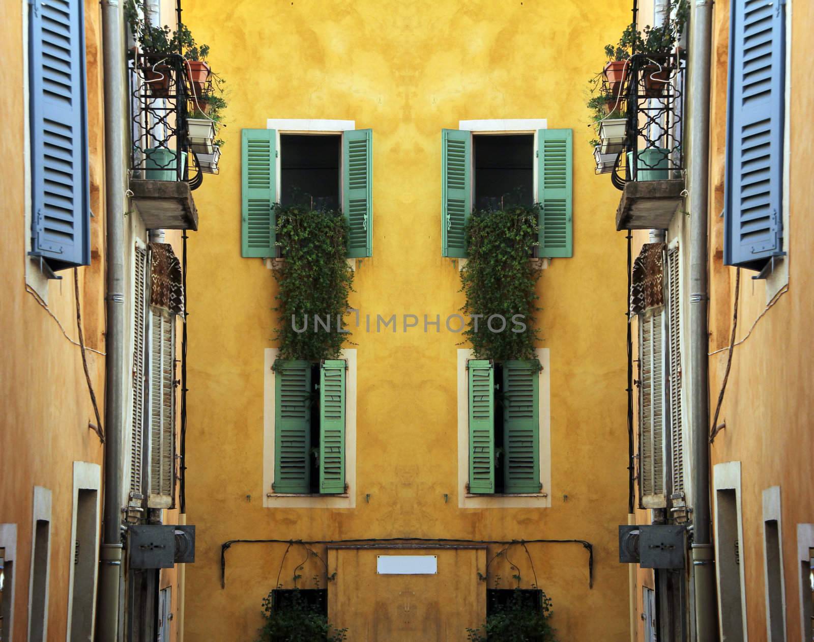 Nice mediterranean house facades with different colours