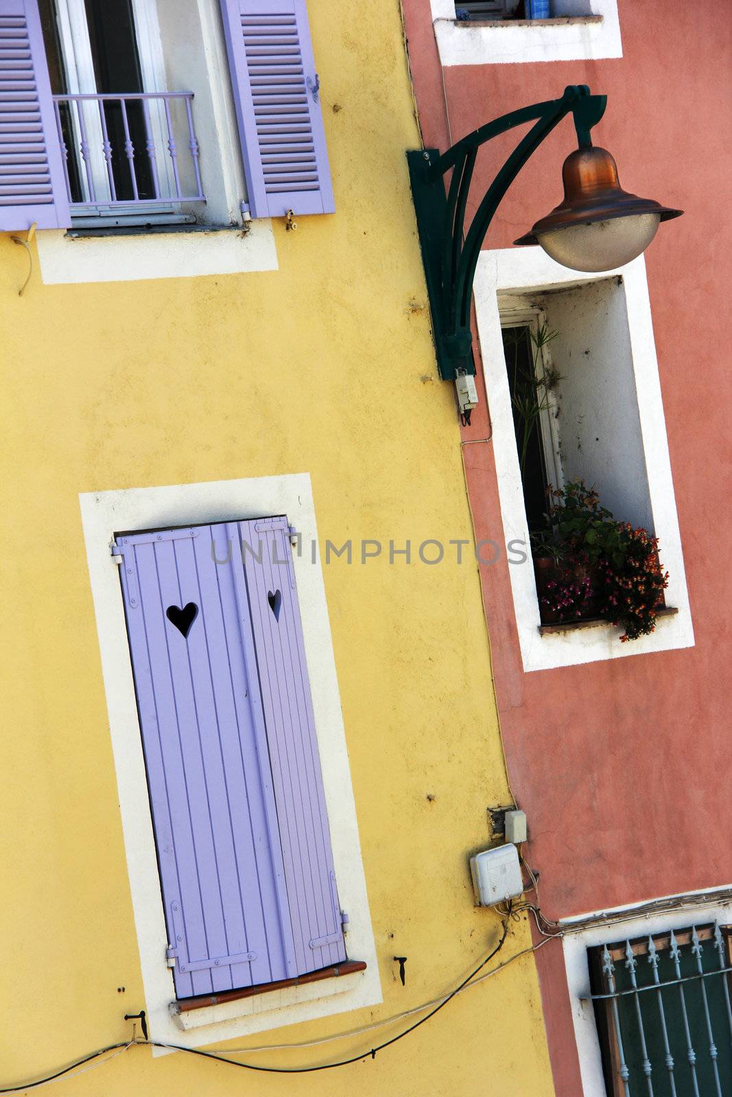 Nice mediterranean house facades with different colours