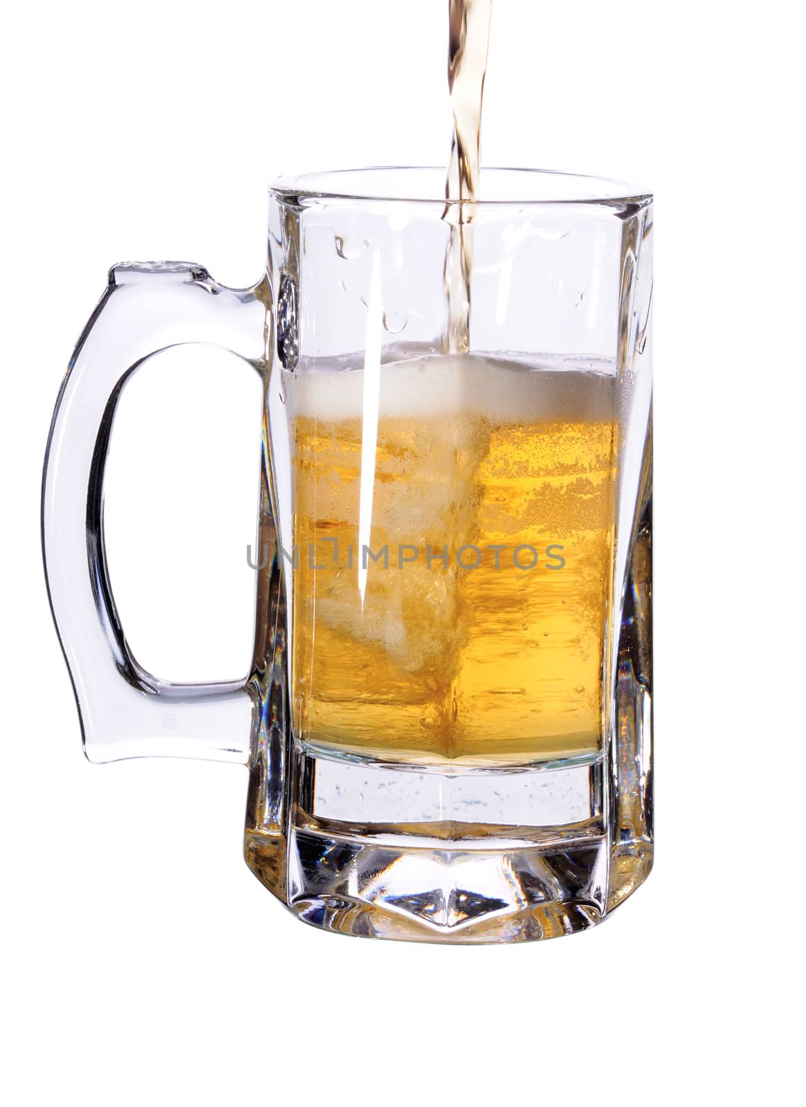 Mug with beer isolated on white background