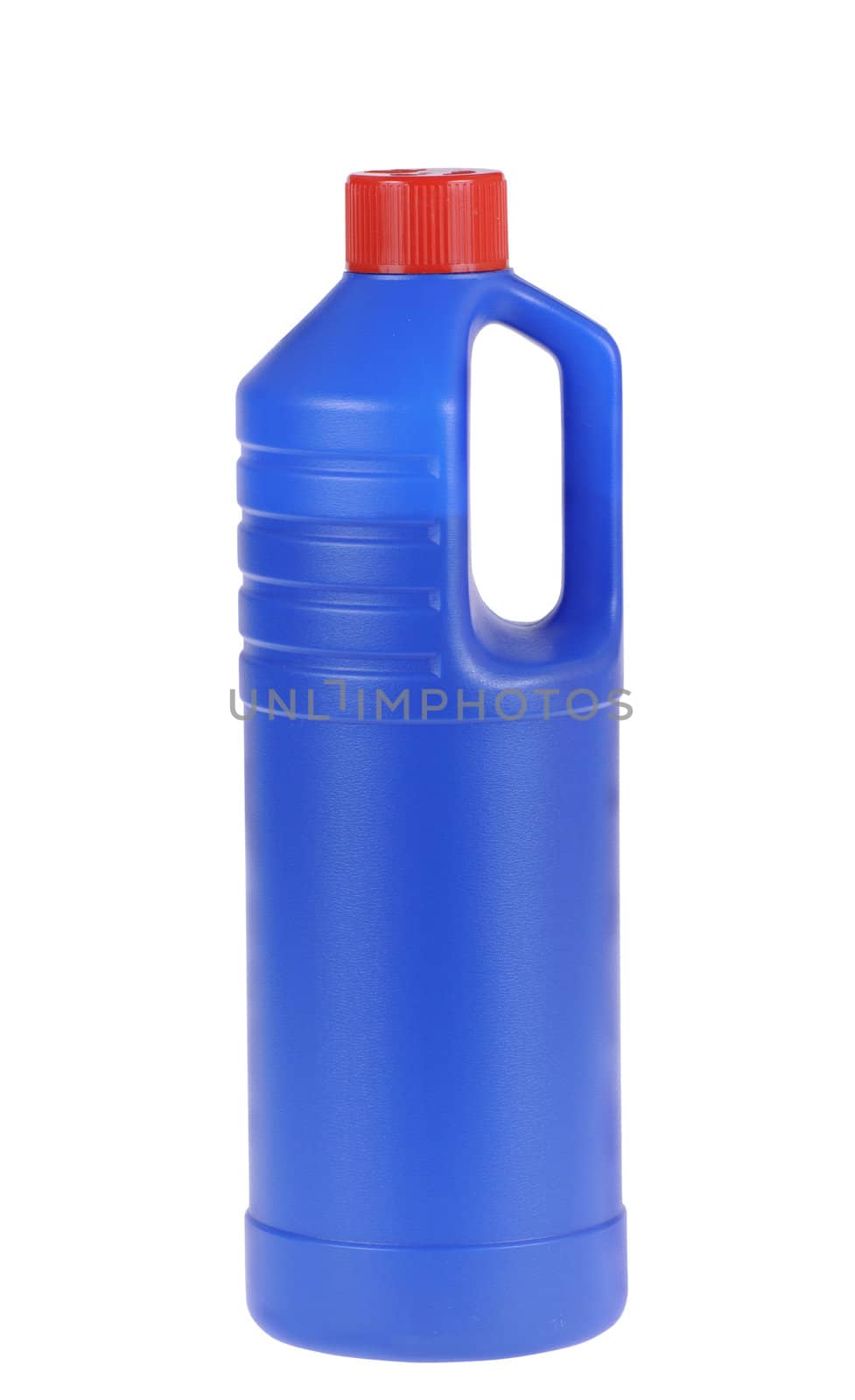 Plastic dark blue bottle isolated on a white background