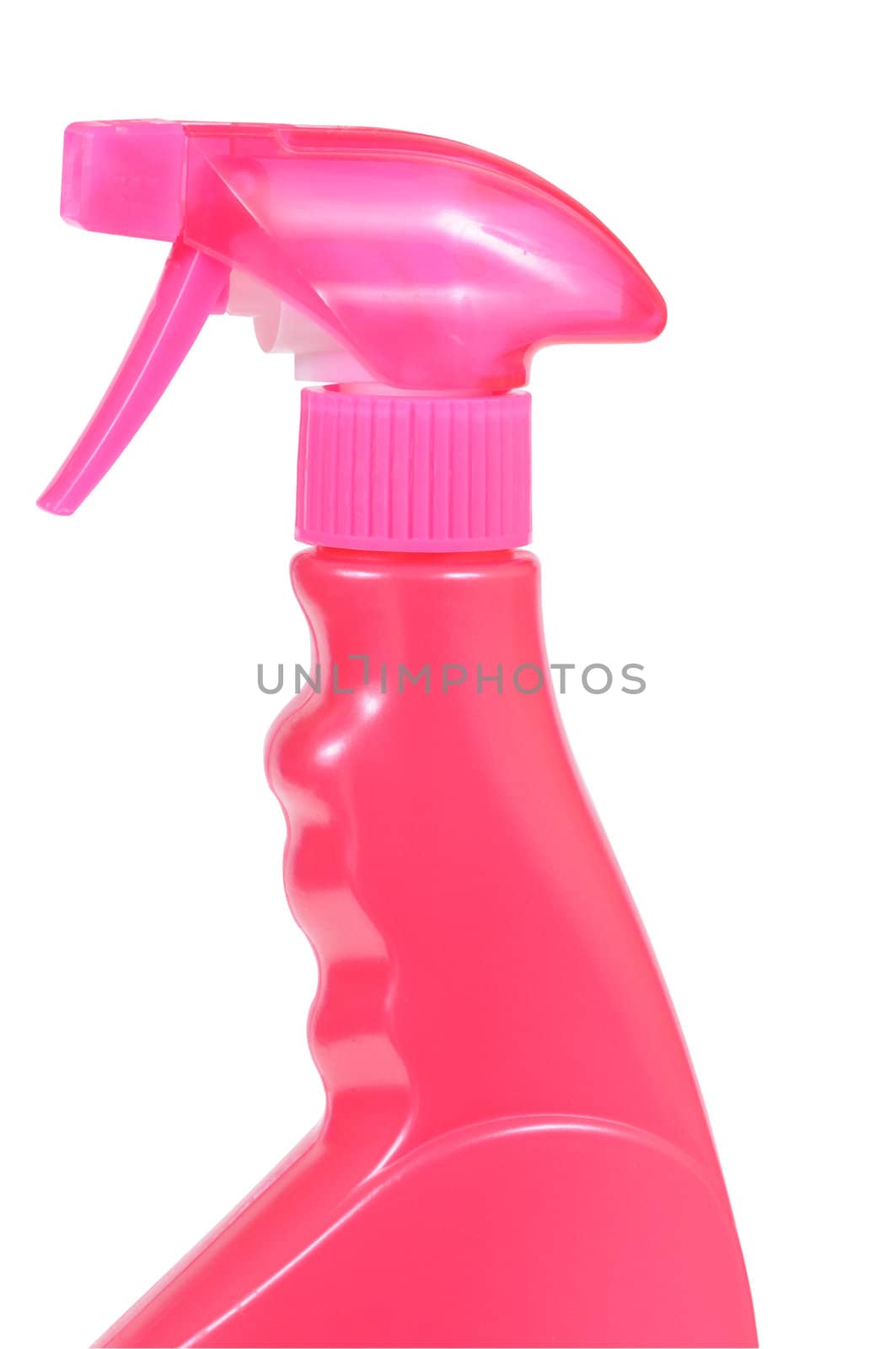 Plastic pink bottle isolated on a white background