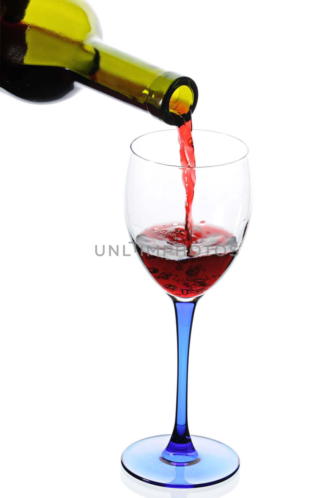 Wineglass with red wine isolated on white background