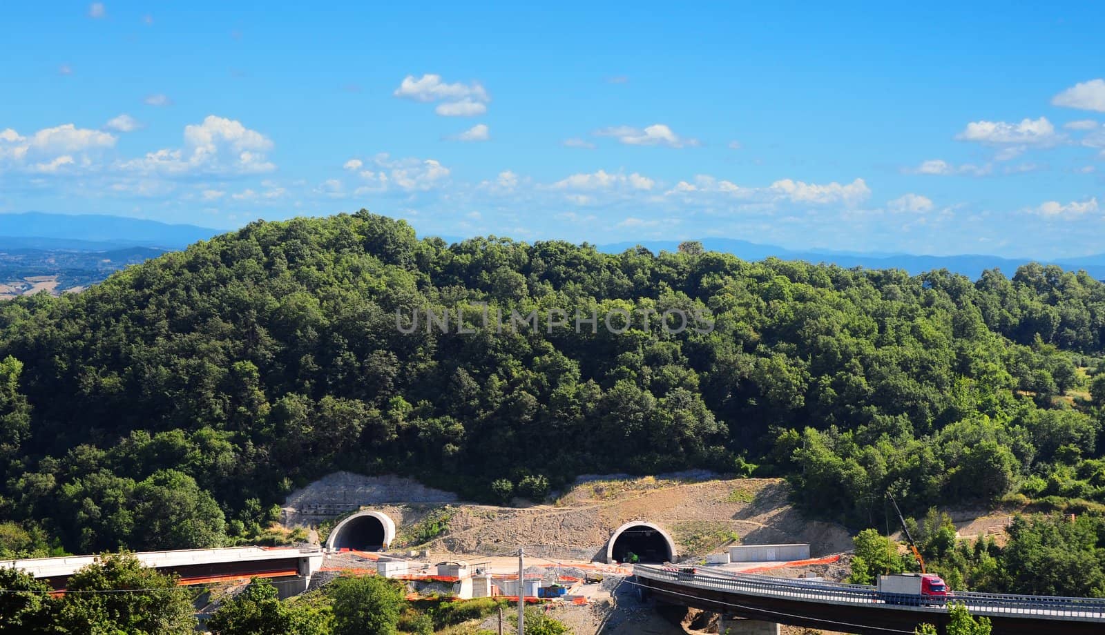 The Construction Site of Two Tunnels in The Italian Alps