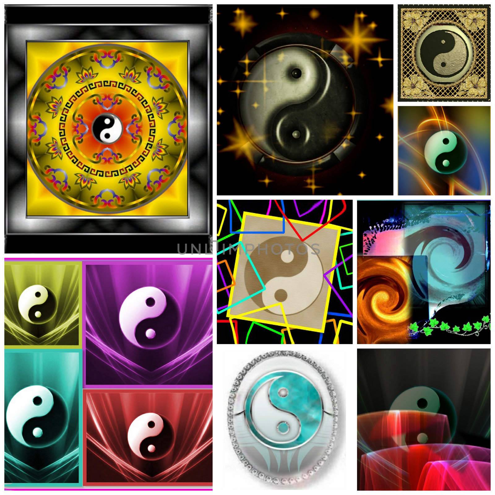 Ying Yang Glossy Colorful Style Collage
