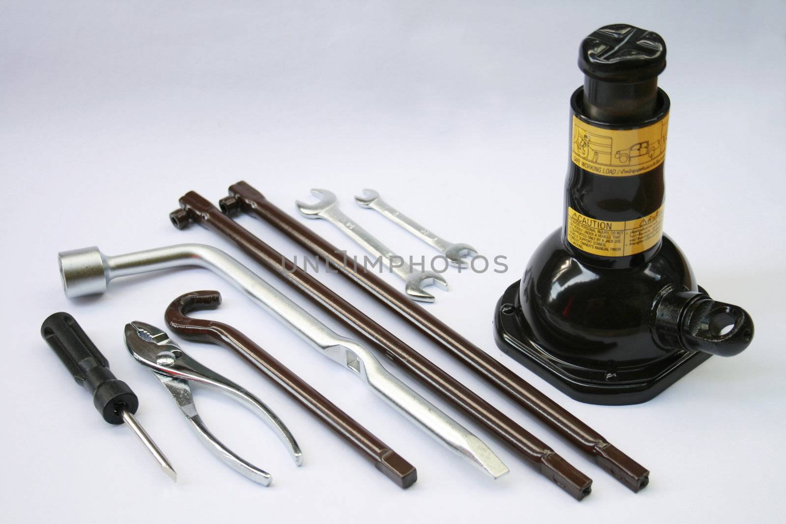 car tool set for changing flat tires

