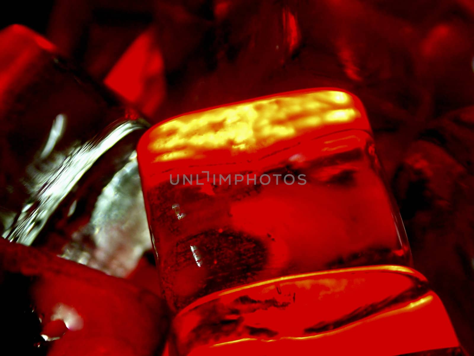 Abstract ice cube in fiery colours