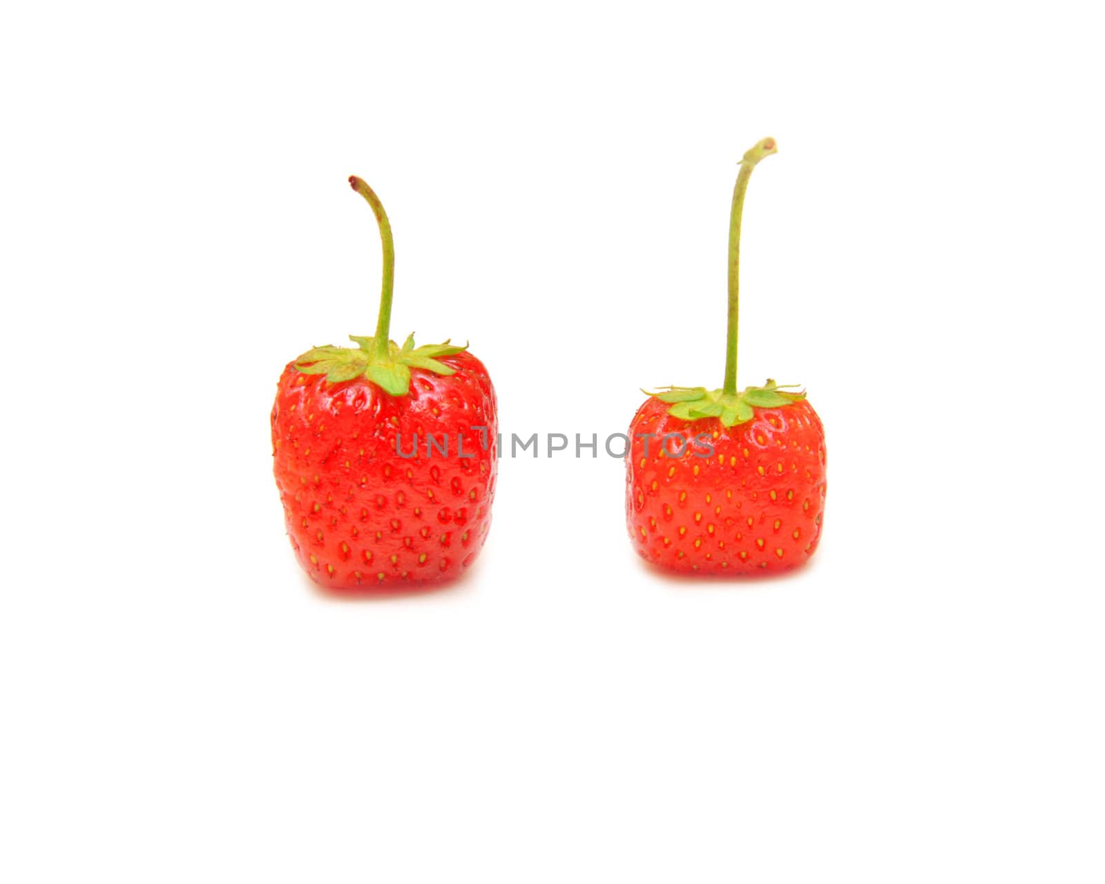 red juicy strawberry on a white background 