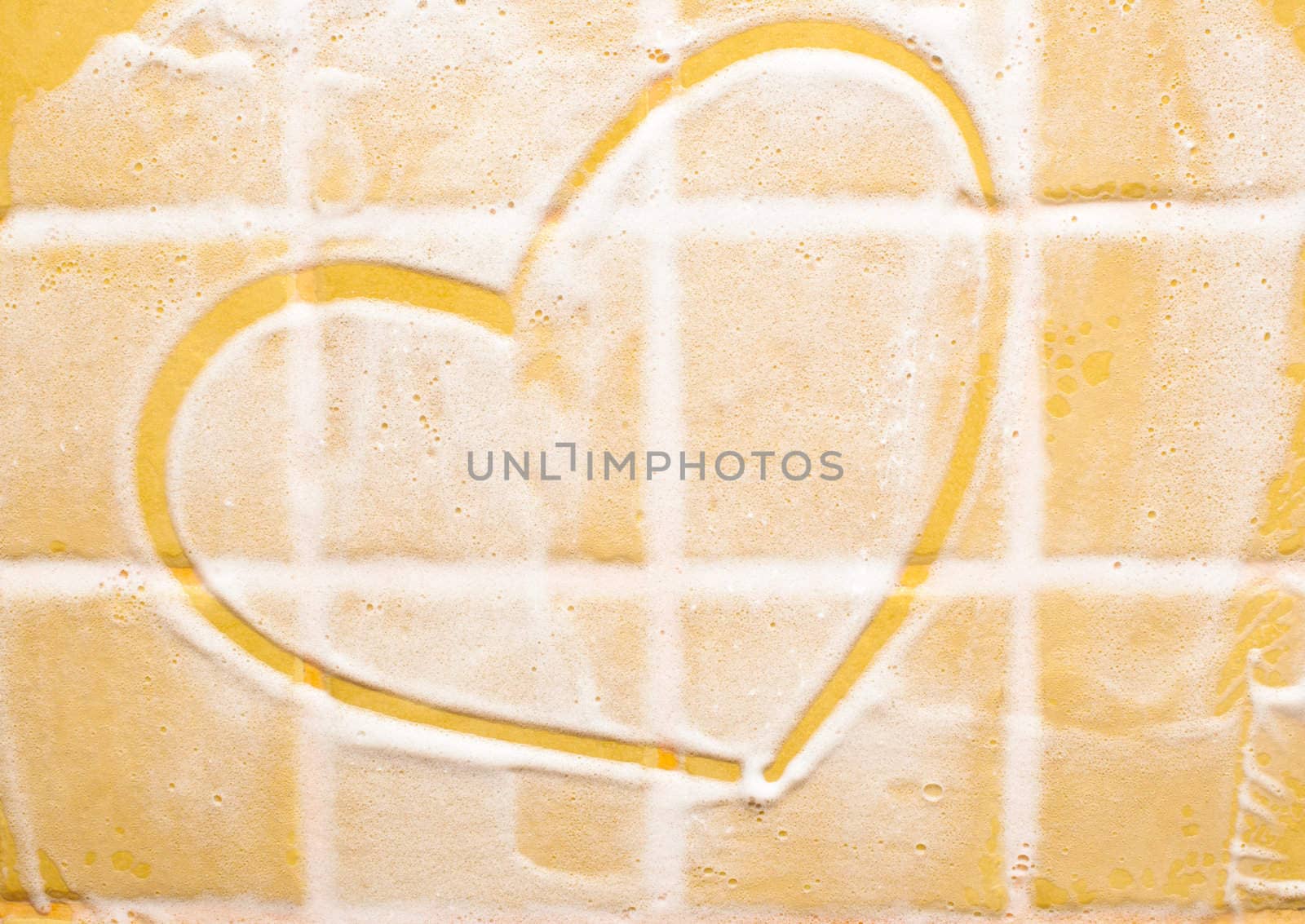 to draw heart on soap tiled wall