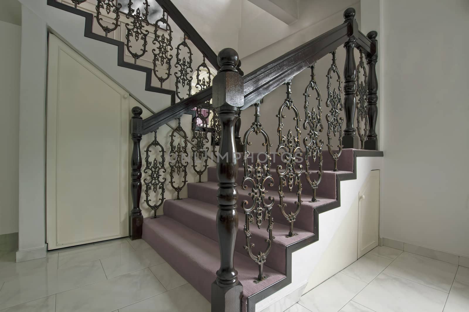 Ornate Staircase in Historic House in Singapore