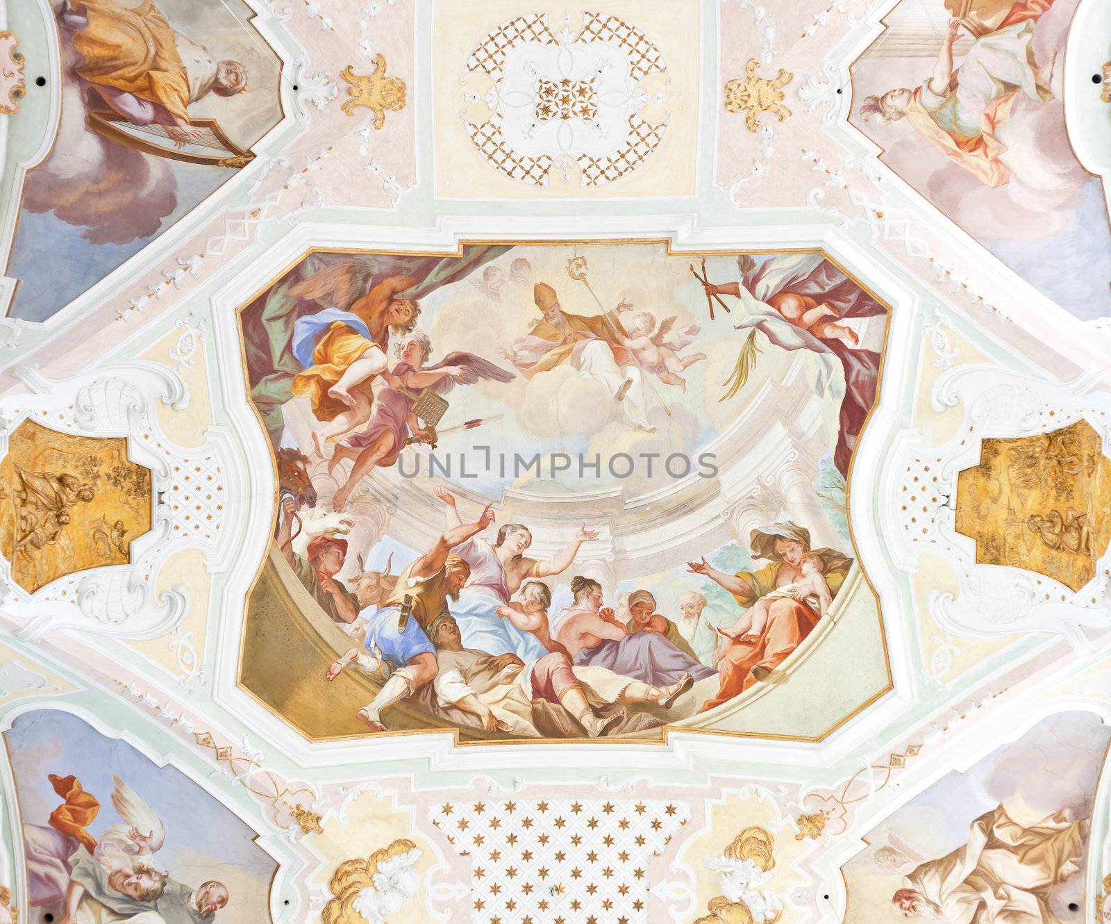 An image of a beautiful religious fresco in Ochsenhausen Germany