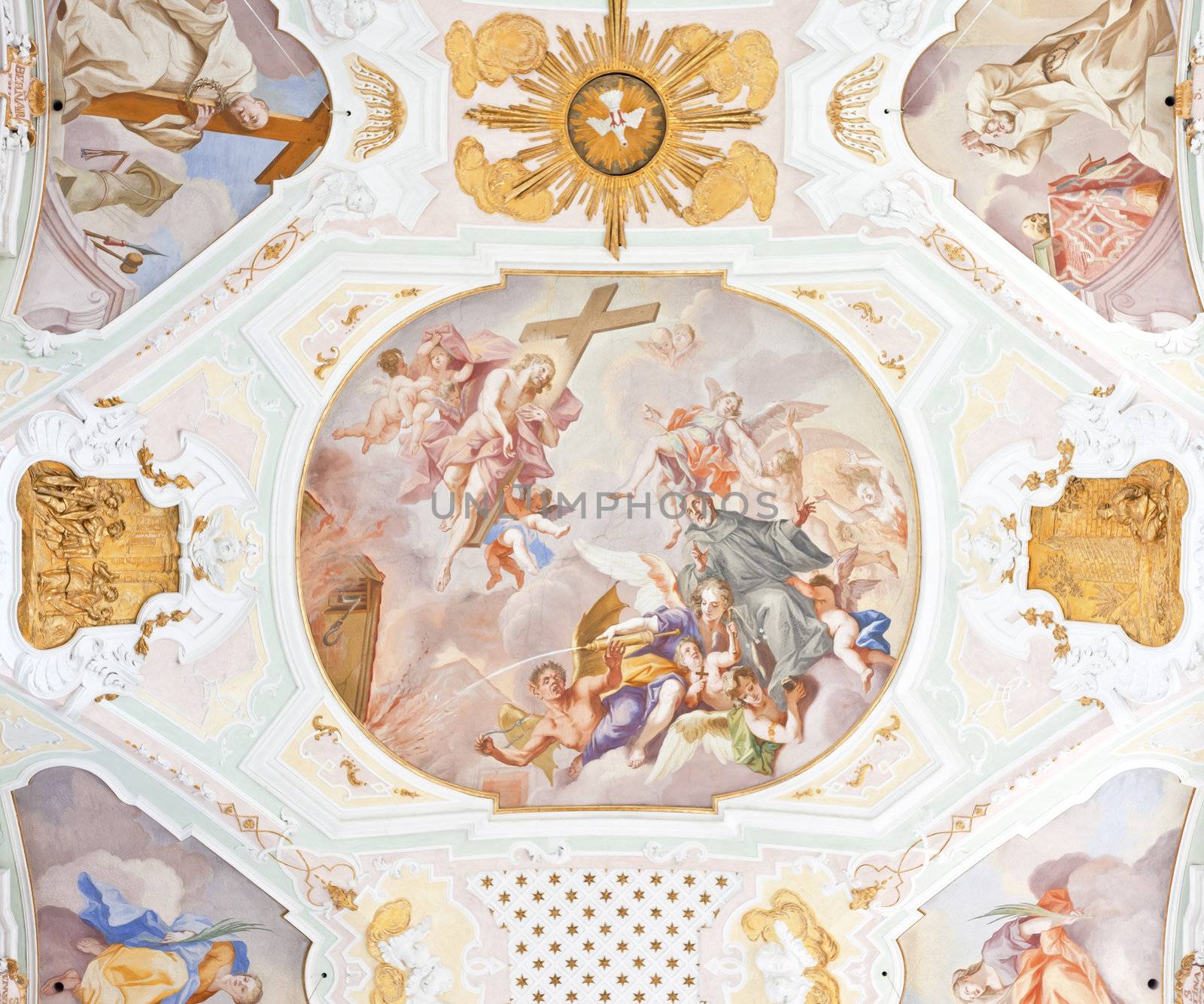 An image of a beautiful religious fresco in Ochsenhausen Germany