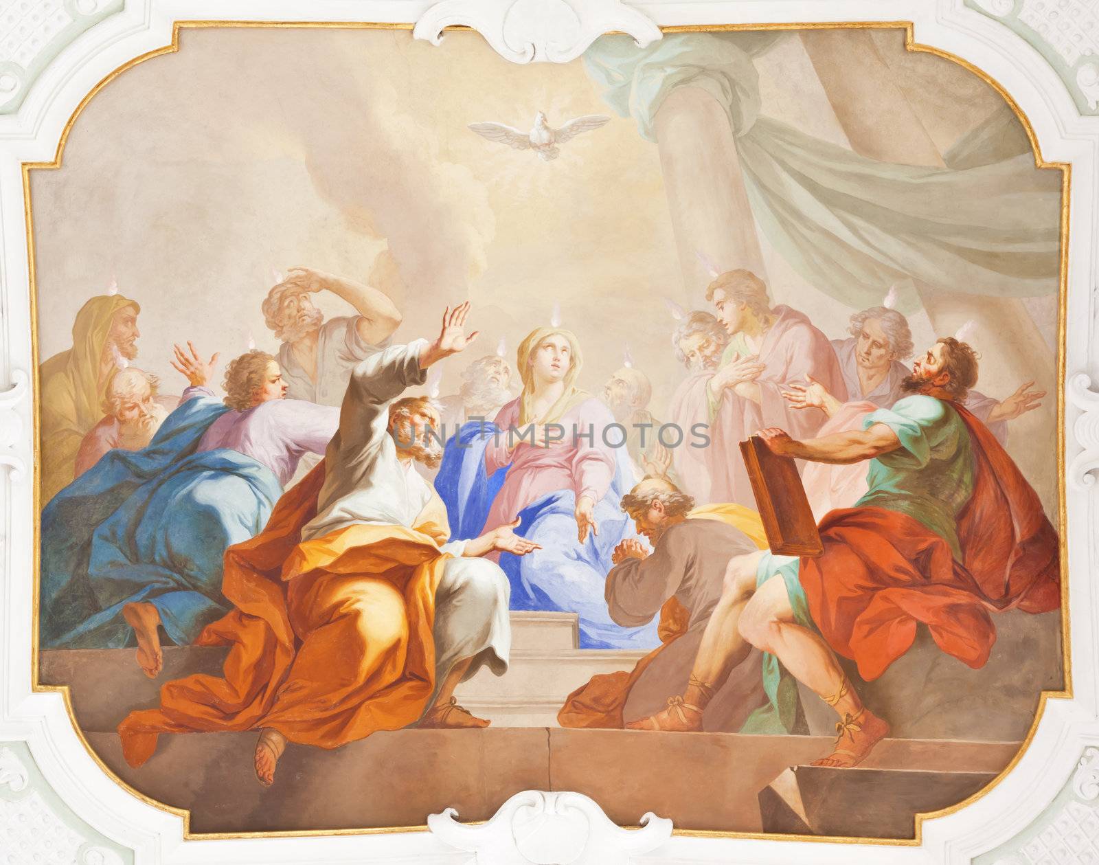 An image of a beautiful religious fresco in Ochsenhausen Germany