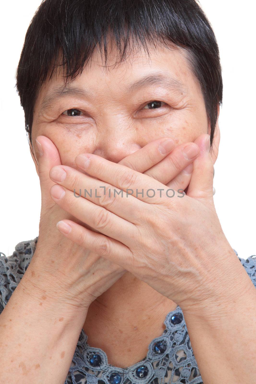 old woman covering her mouth by cozyta