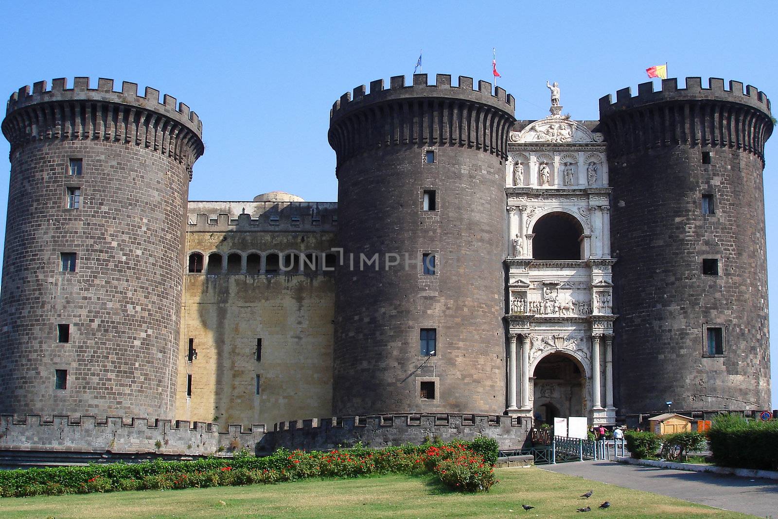 Medieval Castle Nuovo, used to protect Naples.                      