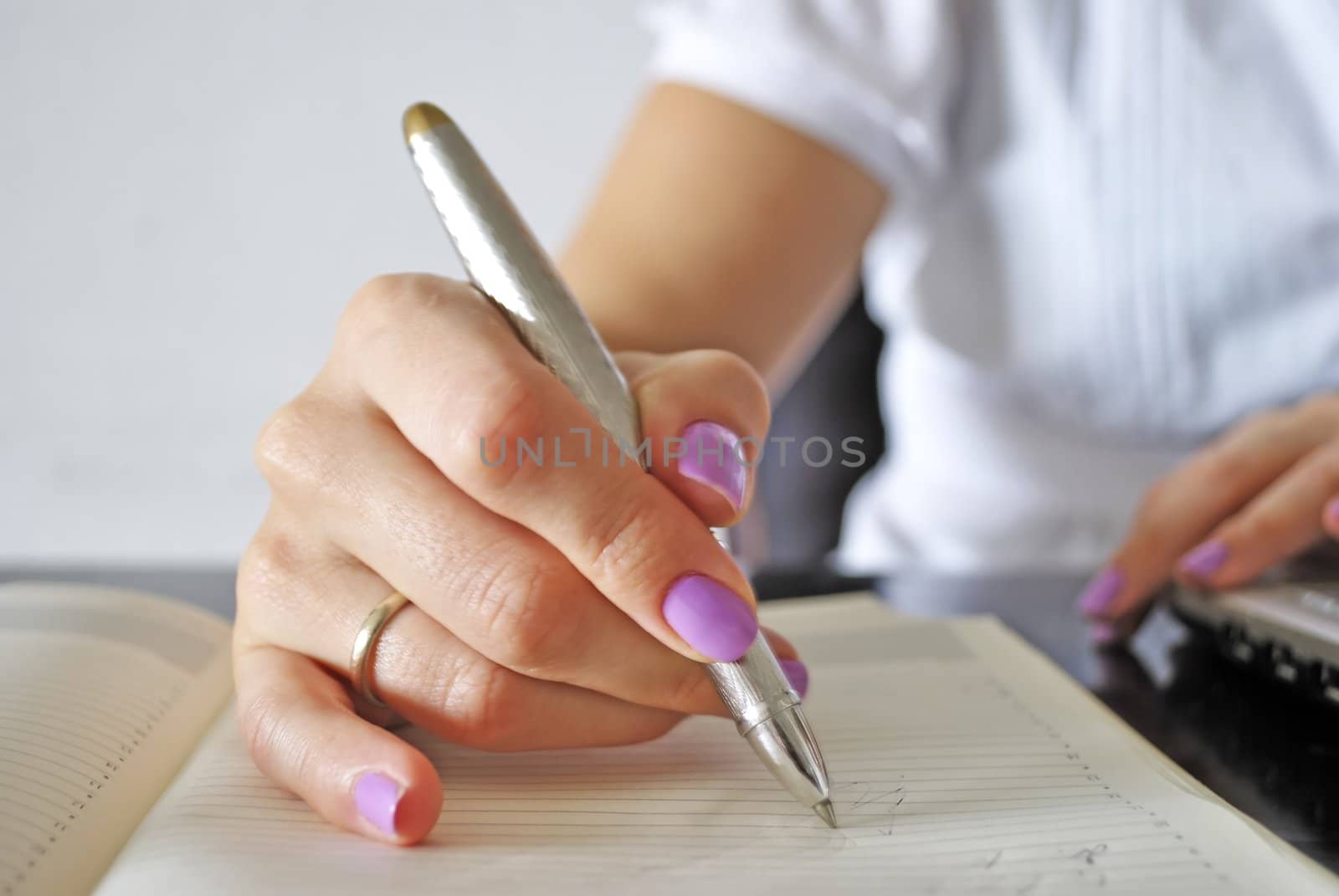 Business women writing