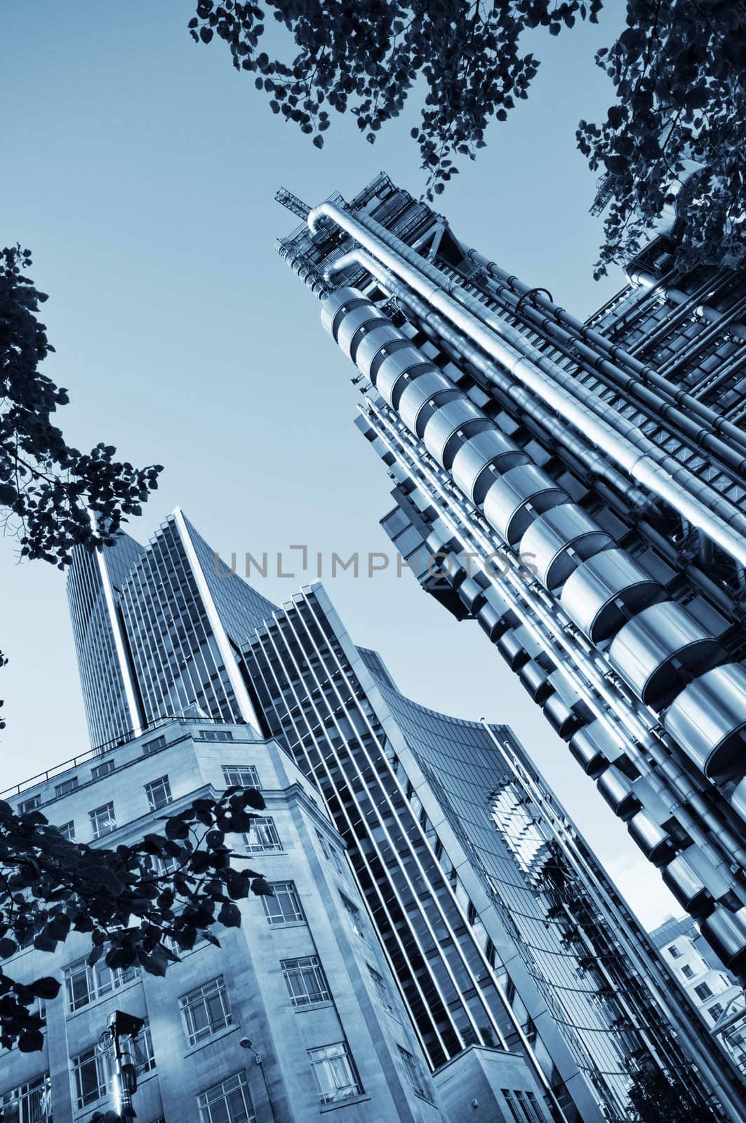 The Lloyd's Building and Willis Building located in the City of London.