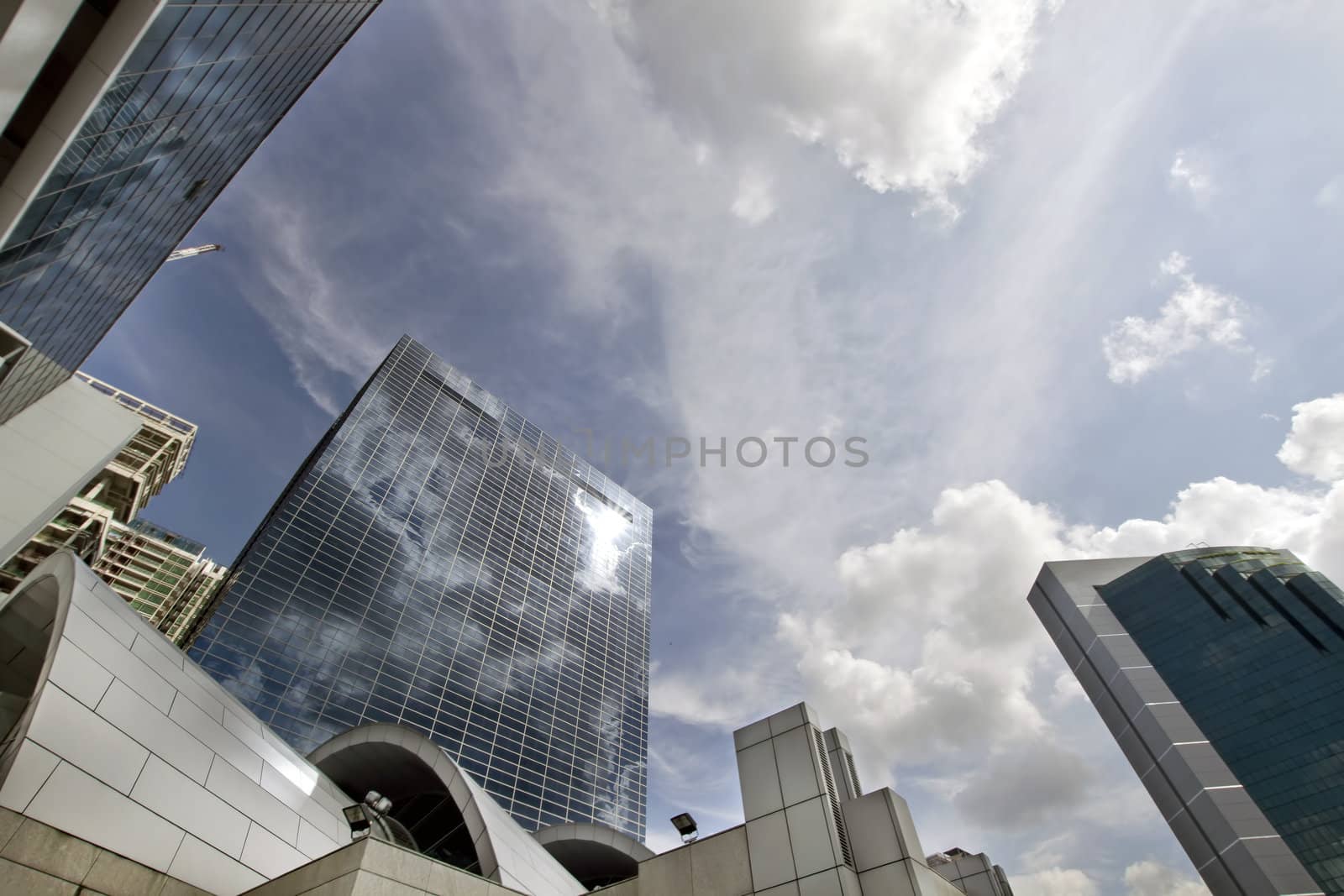 Modern Buildings against Blue Sky in Singapore Financial District