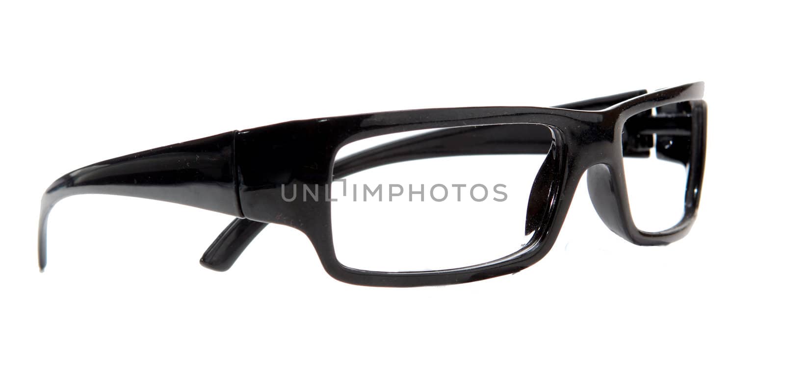 black glasses on a white background 