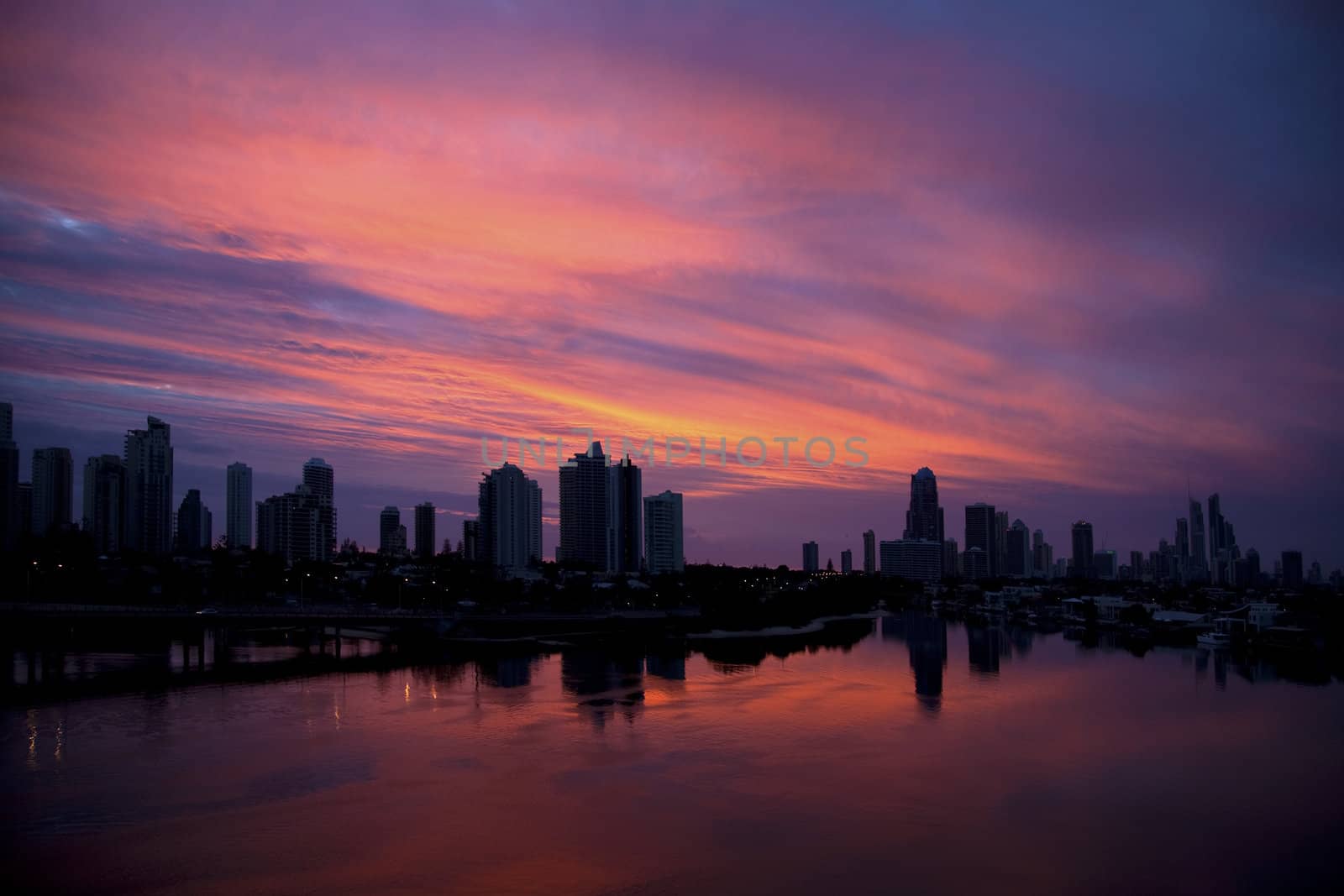 Sunset in Surfers Paradise Gold Coast Australia