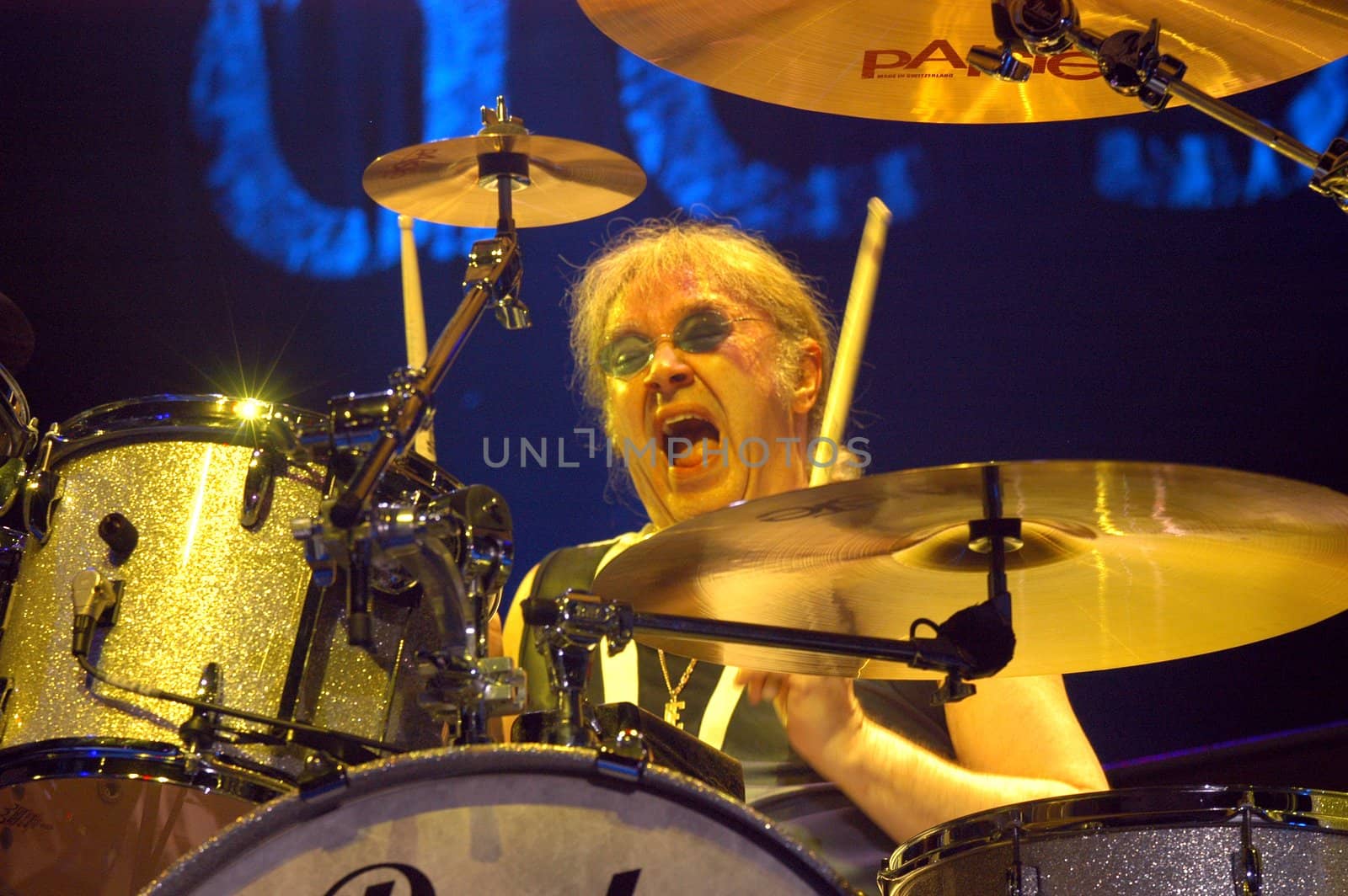 BRNO, CZECH REP., FEBRUARY-22: Ian Paice on drums of British band Deep Purple in performance at the hall Rondo February 22, 2006 in Brno, Czech Republic. The group arrived as part of tour for the new album Rapture Of The Deep. by haak78