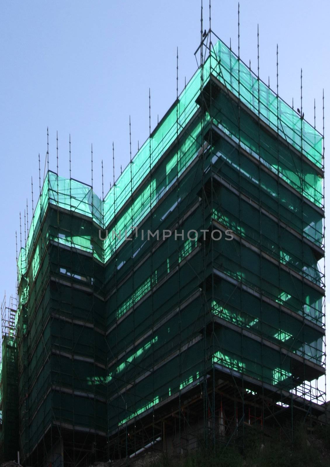 Green construction net.
